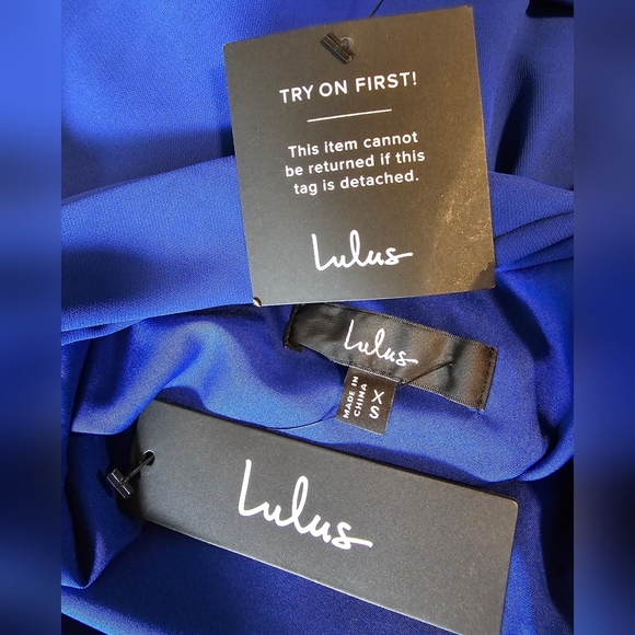 Lulus Isloda Blue One-Shoulder Cowl Backless Sash Mini Dress, Size XS - Picture 13 of 13